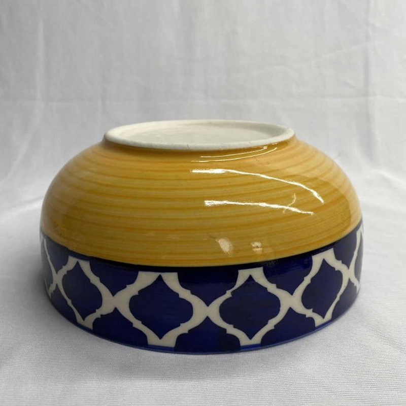 Yellow-Blue Mughal Print Ceramic Bowl Set (Set of 4)